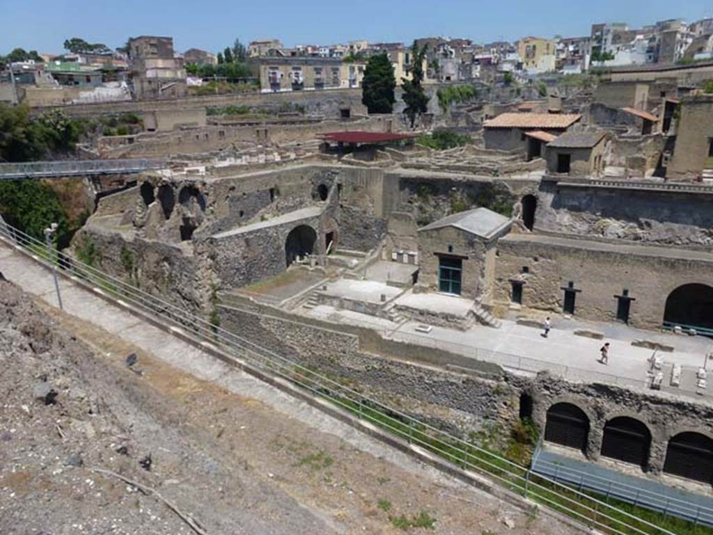 Herculaneum, June 2012. Looking north-west towards Sacred Area, below the town walls.  Photo courtesy of Michael Binns.